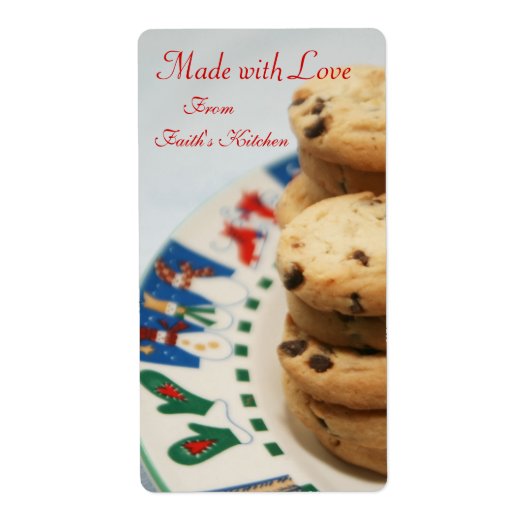 Gemaakt met Love Cookie Holiday Bakken Keukenlabel Etiket (Voorkant)