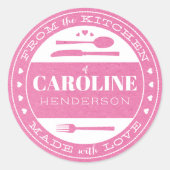 Gemaakt met Love Food Gift Sticker roze kraft (Voorkant)