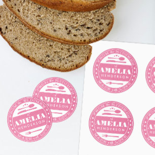 Gemaakt met Love Food Gift Sticker roze kraft