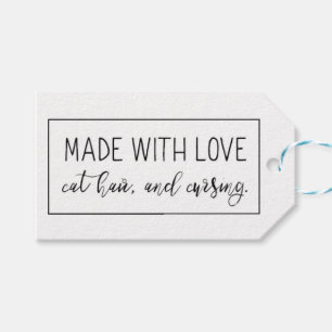 Gemaakt met Love Funny Cat Gift Label Cadeaulabel