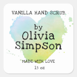 Gemaakt met Love Green Heart Small Business Vierkante Sticker