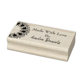 Gemaakt met Love Heart Wreath Wood Art Stamp Rubberstempel