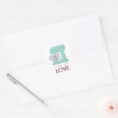 Gemaakt met Love Kitchen Mixer Vierkante Sticker (Envelop)