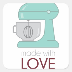 Gemaakt met Love Kitchen Mixer Vierkante Sticker