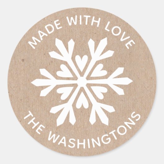 Gemaakt met Love Kraft Christmas Snowflake Sticker (Voorkant)