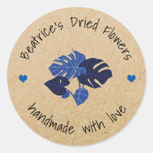 Gemaakt met Love Kraft-papier Botanische product Ronde Sticker