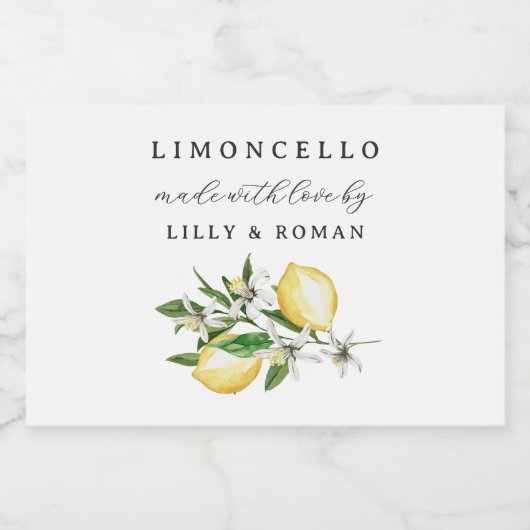 Gemaakt met Love Limoncello Bottle Label Voedselcontainer Etiket (Enkel label)