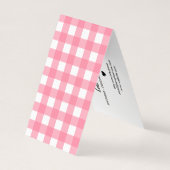 Gemaakt met Love Pink Gingham Hang Label Visitekaartje (Achterkant)