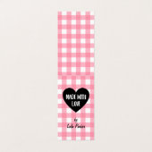 Gemaakt met Love Pink Gingham Hang Label Visitekaartje (Buitenkant ongevouwen)