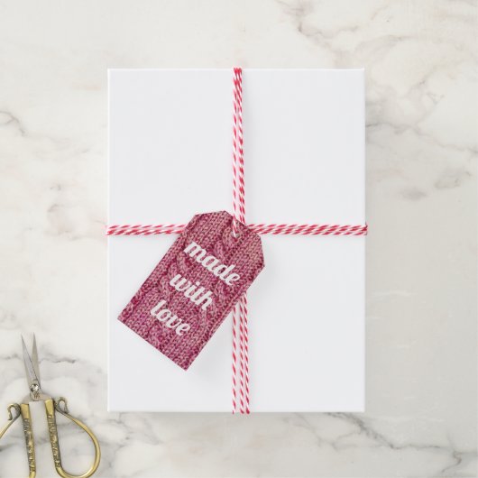 Gemaakt met Love Pink Knit Cadeaulabel (Met Touw)