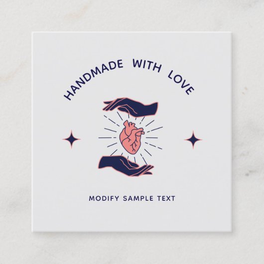 Gemaakt met Love Promotional Customer Insert Vierkante Visitekaartje (Voorkant)