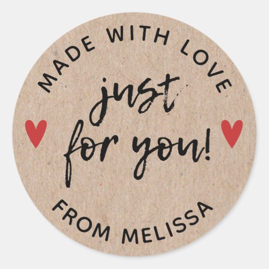 Gemaakt met Love Rustic Kraft Ronde Sticker (Voorkant)