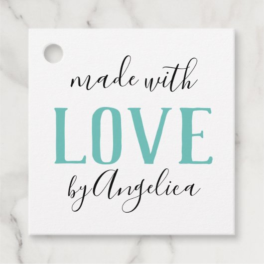 Gemaakt met Love Script gepersonaliseerd ambacht S Bedankjes Labels (Voorkant)