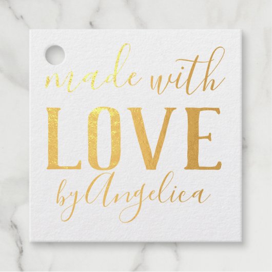 Gemaakt met Love Script gepersonaliseerd Bedankjes Labels (Voorkant)