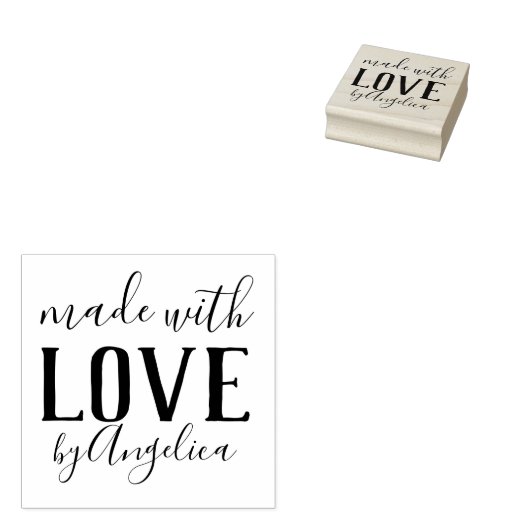 Gemaakt met Love Script gepersonaliseerd Rubberstempel (Gestempeld)