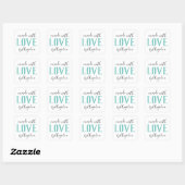 Gemaakt met Love Script Turquoise Business Vierkante Sticker (Vel)
