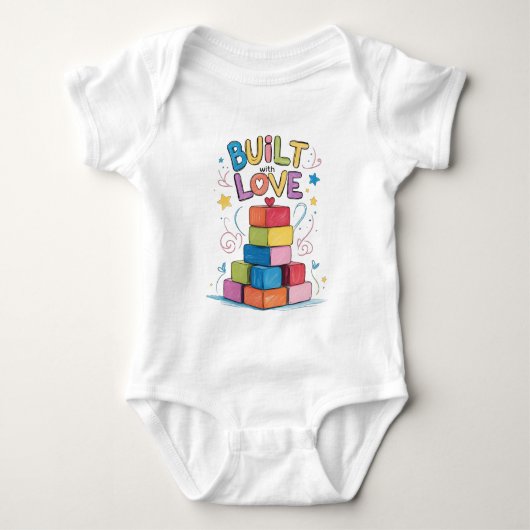 Gemaakt met Love Speelgoed Blocks Baby Outfit Romper (Voorkant)