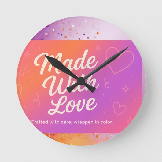 Gemaakt met Love Wall Clock Ronde Klok (Voorkant)