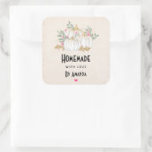 Gemaakt met Love White en Gold Pumpkins Waterverf Vierkante Sticker (Tas)