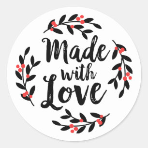 Gemaakt met Love Wreath Script Ronde Sticker