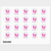 Gemaakt met naam van liefdesbedrijf roze hart ronde sticker (Vel)