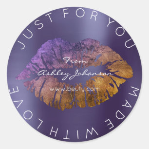 Gemaakt met Paarse gouden lippenstift Ronde Sticker