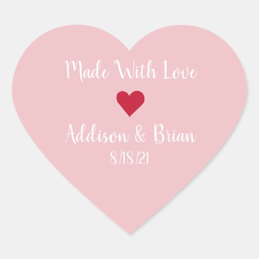 Gemaakt met persoonlijke liefdessticker hart sticker (Voorkant)