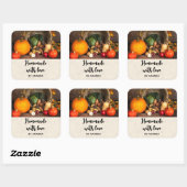 Gemaakt met Thanksgiving van Love Rustic Table Fot Vierkante Sticker (Vel)