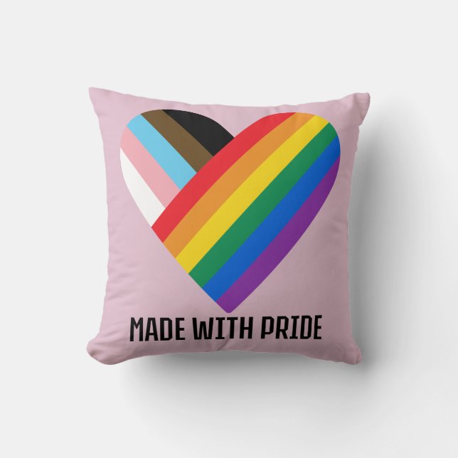 Gemaakt Met Trots Regenboog Hart Minimal Modern Kussen (Voorkant)
