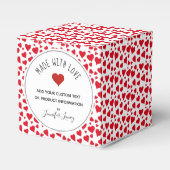 Gemaakt met Valentijnse liefdesharten, rood hart g Bedankdoosjes (Voorkant Zijde)