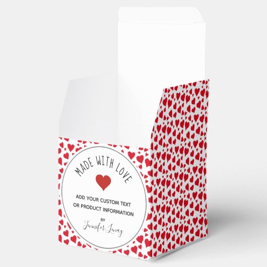 Gemaakt met Valentijnse liefdesharten, rood hart g Bedankdoosjes (Geopend)