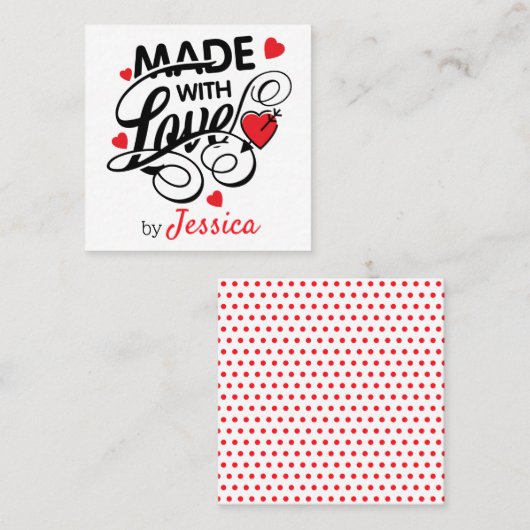 Gemaakt met Visitekaartje liefdesharten (Voorkant / Achterkant)