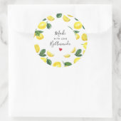 Gemaakt met Waterverf van Liefde Gele Lemons Ronde Sticker (Tas)