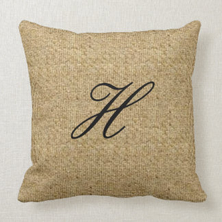 Gemaakt om monogrammed Burlap Pattern Drow Pil te  Kussen