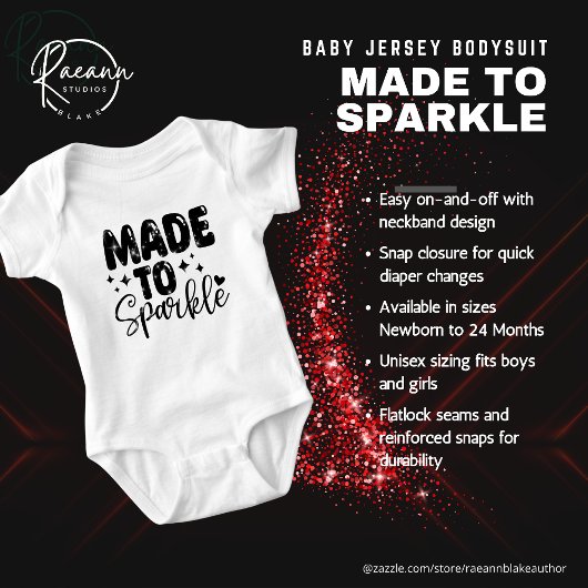 Gemaakt om Sparkle Baby Jersey Bodysuit