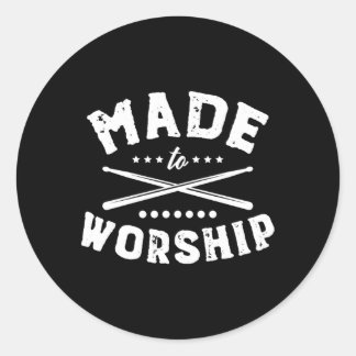Gemaakt om te aanbidden Drum Sticks Cross Christel Ronde Sticker