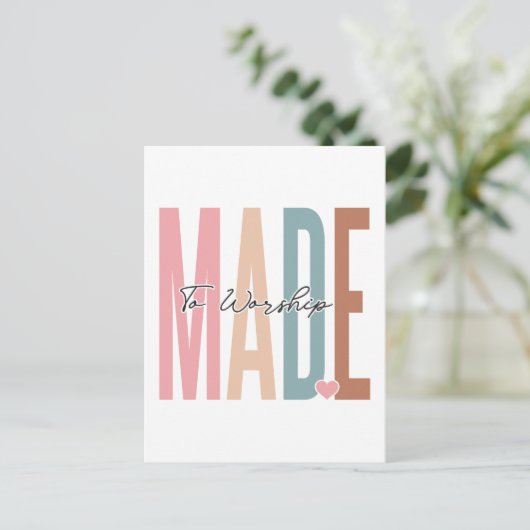 Gemaakt om te aanbidden, in God te geloven, Jezus  Feestdagenkaart (Staand voorkant)