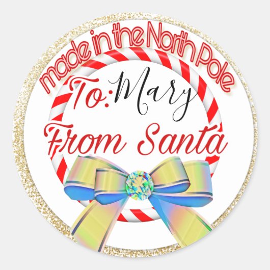 Gemaakt op de Noordpool Santa Christmas Ronde Sticker (Voorkant)
