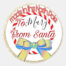 Gemaakt op de Noordpool Santa Christmas Ronde Sticker