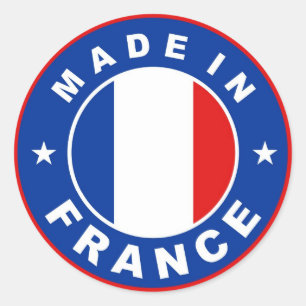 gemaakt op het etiket van de franse vlaggenstaat r