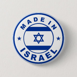 gemaakt op het etiket van de israëlische vlag rond ronde button 5,7 cm