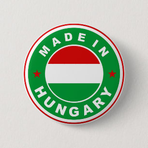 gemaakt op hongarije - label met ronde stempel button 5,7 cm