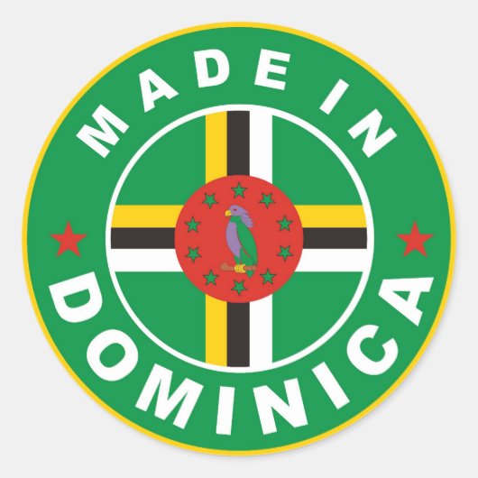 gemaakt op label van dominica - land met ronde ste (Voorkant)