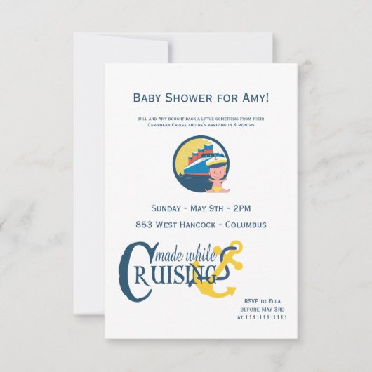Gemaakt terwijl op een cruise-Baby shower Kaart (Voorkant)