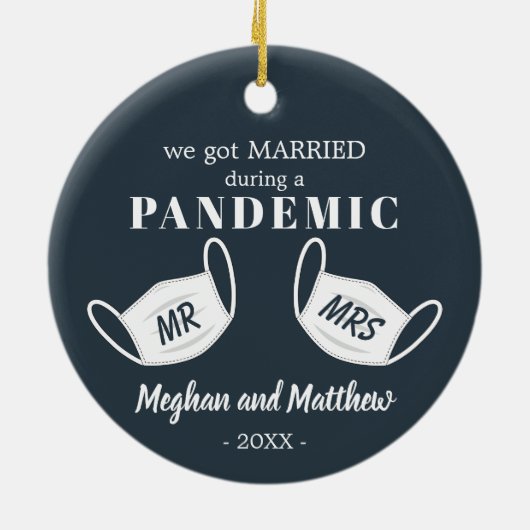 GEMAAKT tijdens een pandemisch kerstmasker Keramisch Ornament (Achterkant)