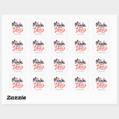 Gemaakt van de liefde Gepersonaliseerd Rood Square Vierkante Sticker (Vel)