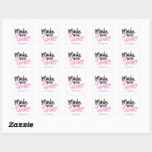 Gemaakt van de liefde Gepersonaliseerd Roze Vierka Vierkante Sticker (Vel)
