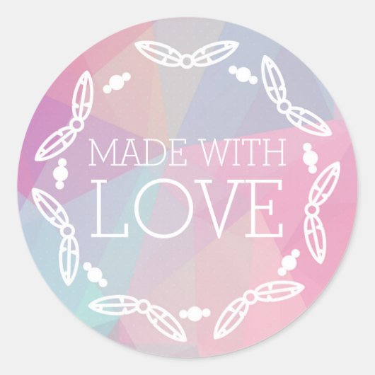 Gemaakt van de liefdesboho Chic Feathers Ronde Sticker (Voorkant)