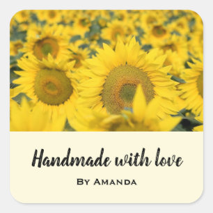 Gemaakt van de liefdesgele zonnebloem vierkante sticker