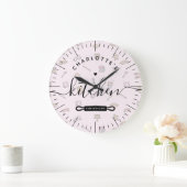 Gemaakt van de liefdesmoderne roze bakkerij keuken grote klok (Huis)